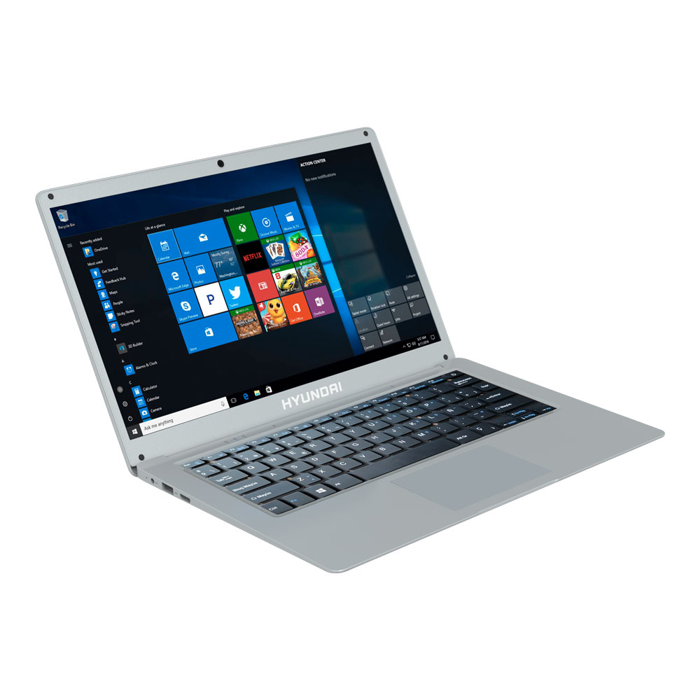 Laptop Hyundai HYbook 14.1 pulgadas Intel Celeron N3060 4 GB Ram 64 GB Teclado Español Windows 10 home Plata + Mochila + Mouse Azul