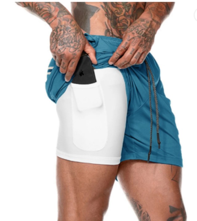 Shorts deportivos con Lycras Gym Correr hombre YoFit Azul