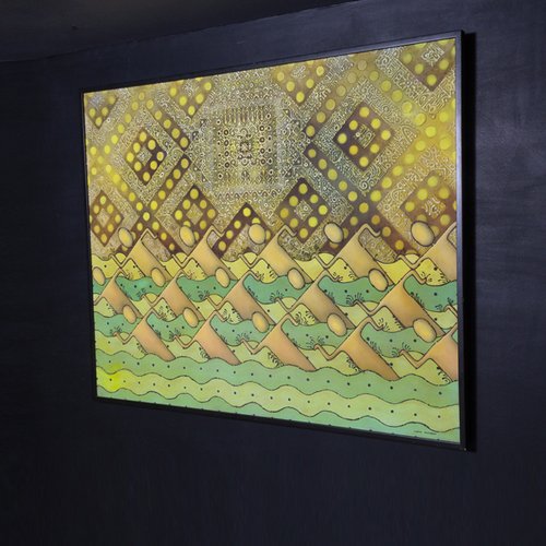"MOVIMIENTO MIGRATORIO" Arte Mexicano Neocrotálico por Javier López Pastrana (Giclée) impresión en canvas lienzo de algodón listo para enmarcar 48x60cm