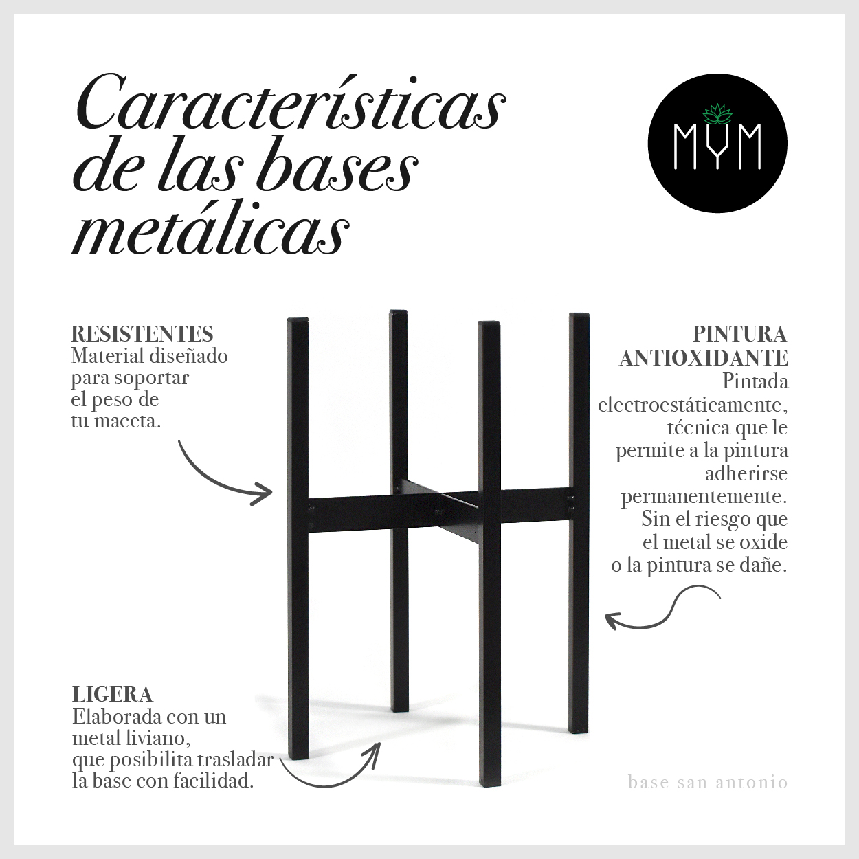 Set 3 Macetas Negras Modernas Con Base N. Metal Int/ext.