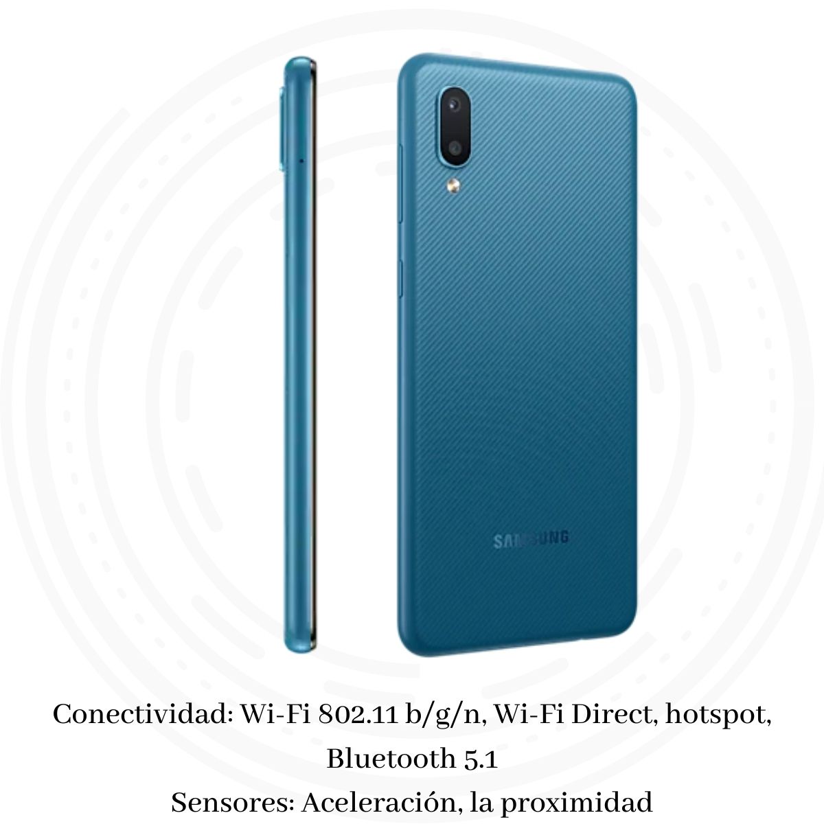 Celular Samsung Galaxy A02 6.5" Mediatek 32GB/2GB Cámara 13MP+2MP/5MP Android 10 Color Azul