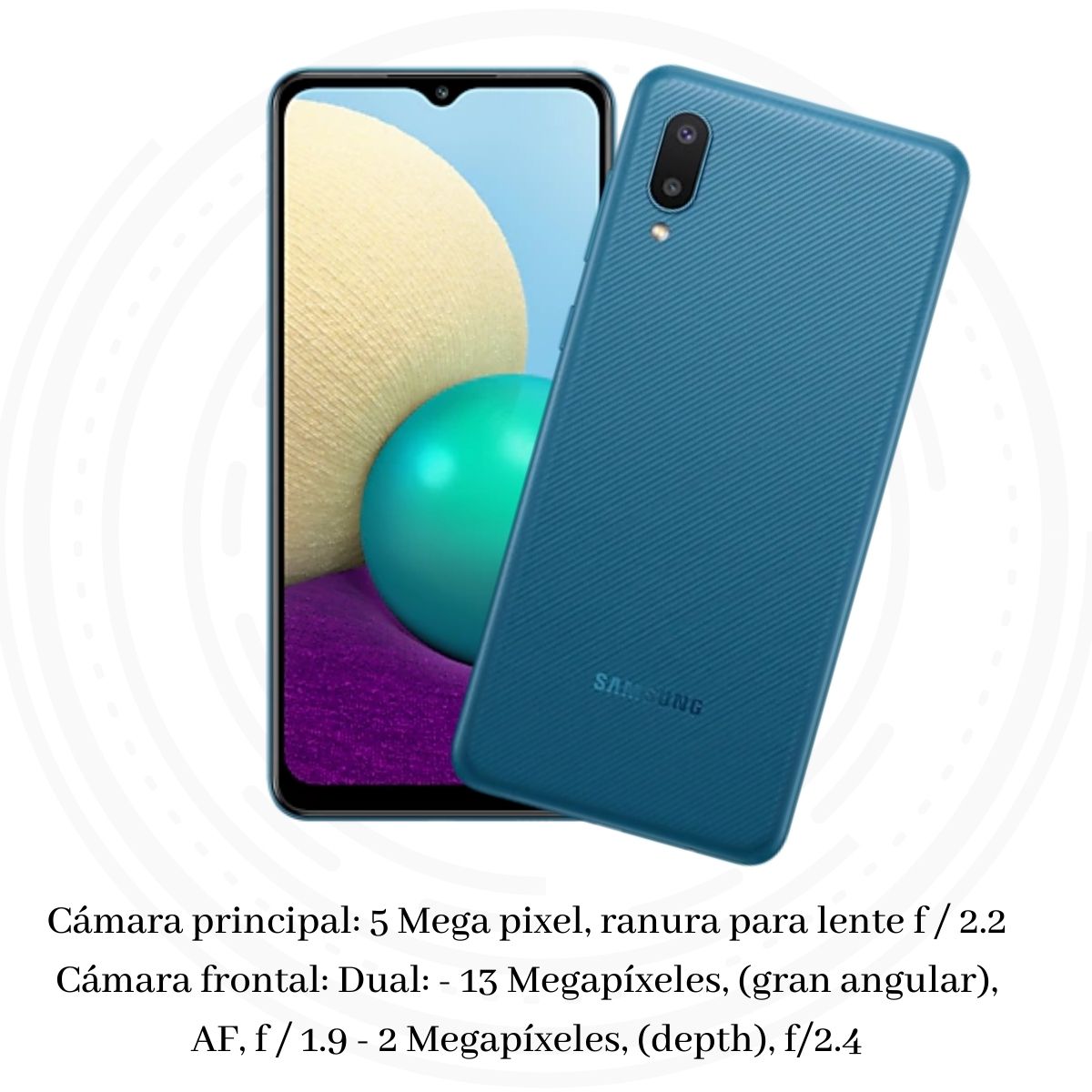 Celular Samsung Galaxy A02 6.5" Mediatek 32GB/2GB Cámara 13MP+2MP/5MP Android 10 Color Azul