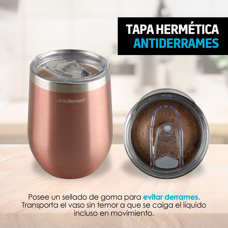 Vaso Térmico para Café y Vino Acero Inoxidable 2 Piezas Redlemon