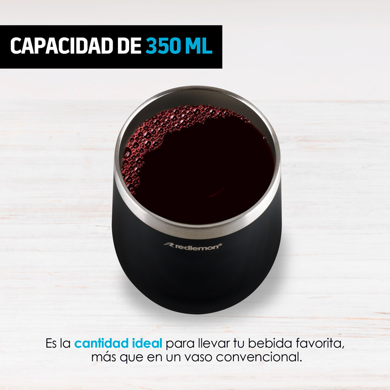Vaso Térmico para Café y Vino Acero Inoxidable 2 Piezas Redlemon