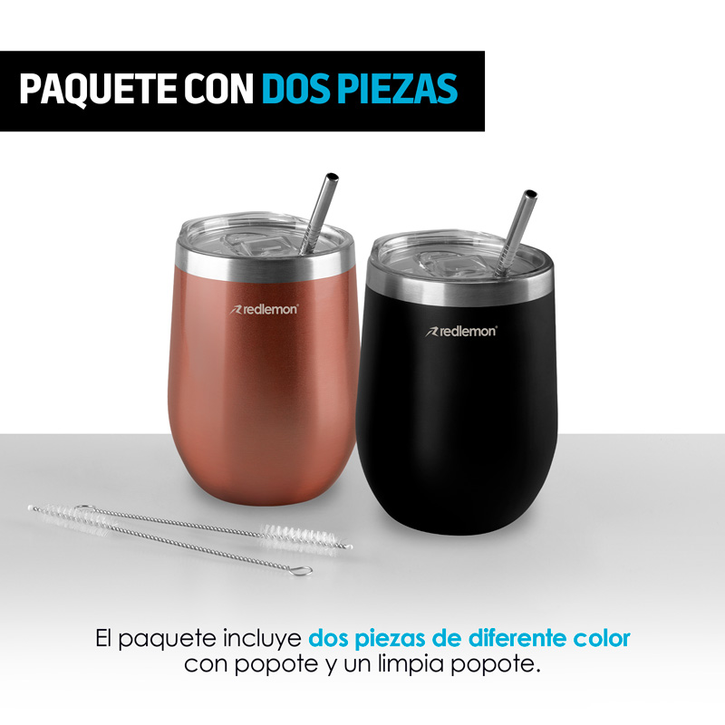 Vaso Térmico para Café y Vino Acero Inoxidable 2 Piezas Redlemon