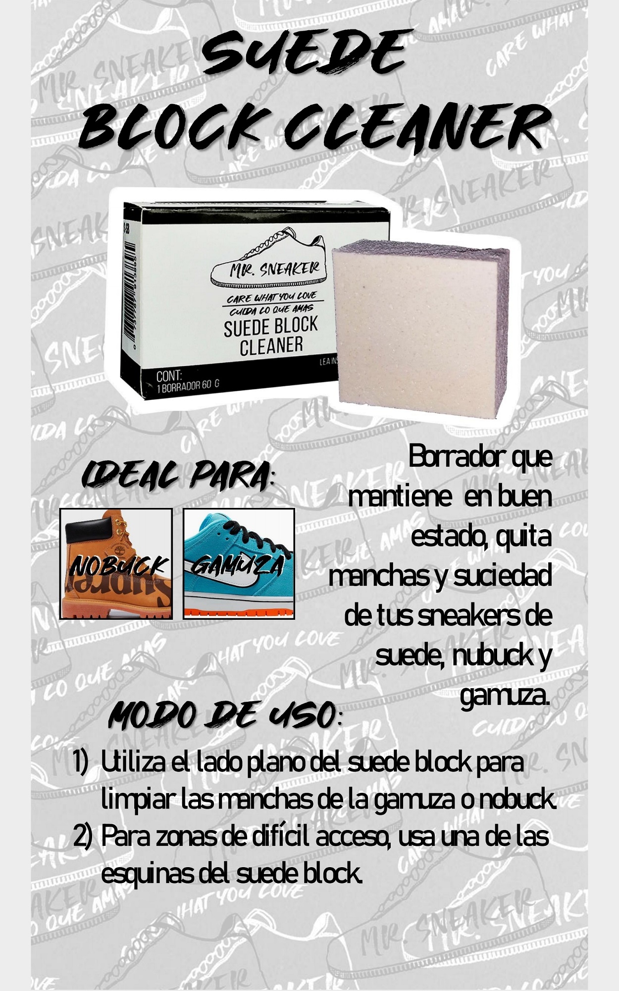 MR. SNEAKER SUEDE KIT PARA LIMPIEZA DE SNEAKERS DE GAMUZA Y NOBUCK