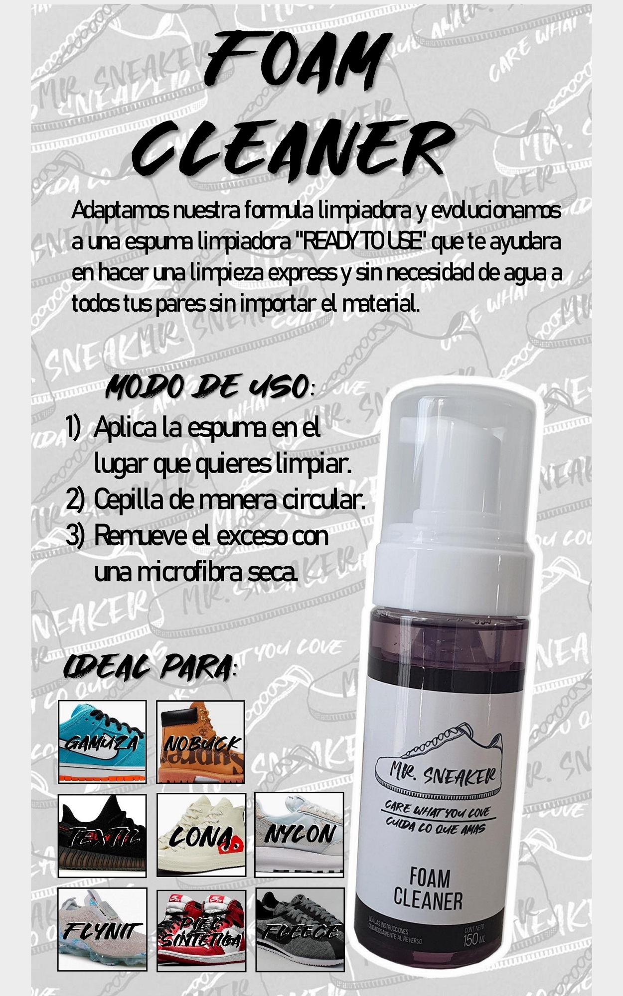 MR. SNEAKER FOAM PACK PARA LIMPIEZA EN SECO DE SNEAKERS