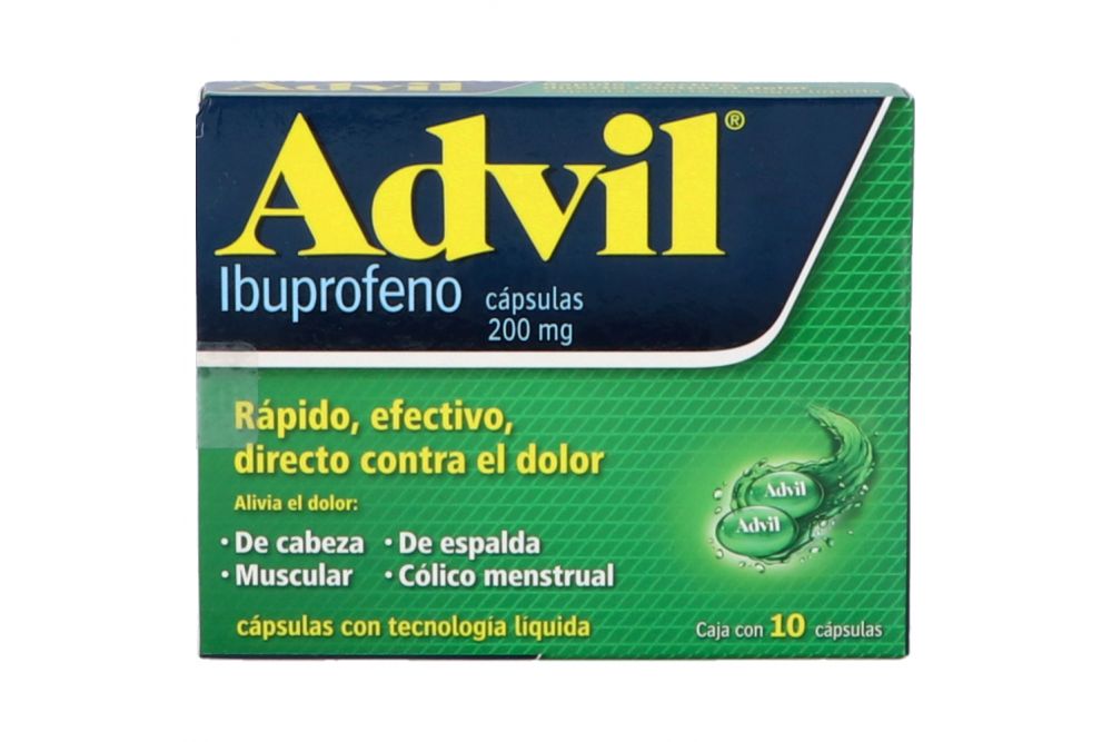 Advil, Ibuprofeno 200mg Caja Con 10 Capsulas (2 cajas)