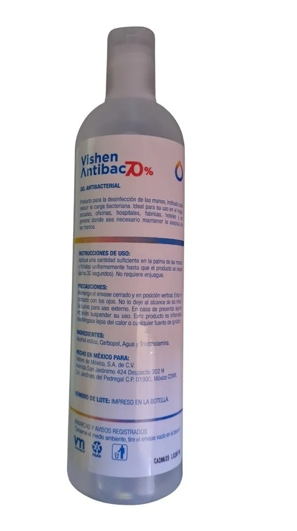 Gel Antibacterial Para Manos Vishen Antibac Clarasol 500 Ml : Bsg