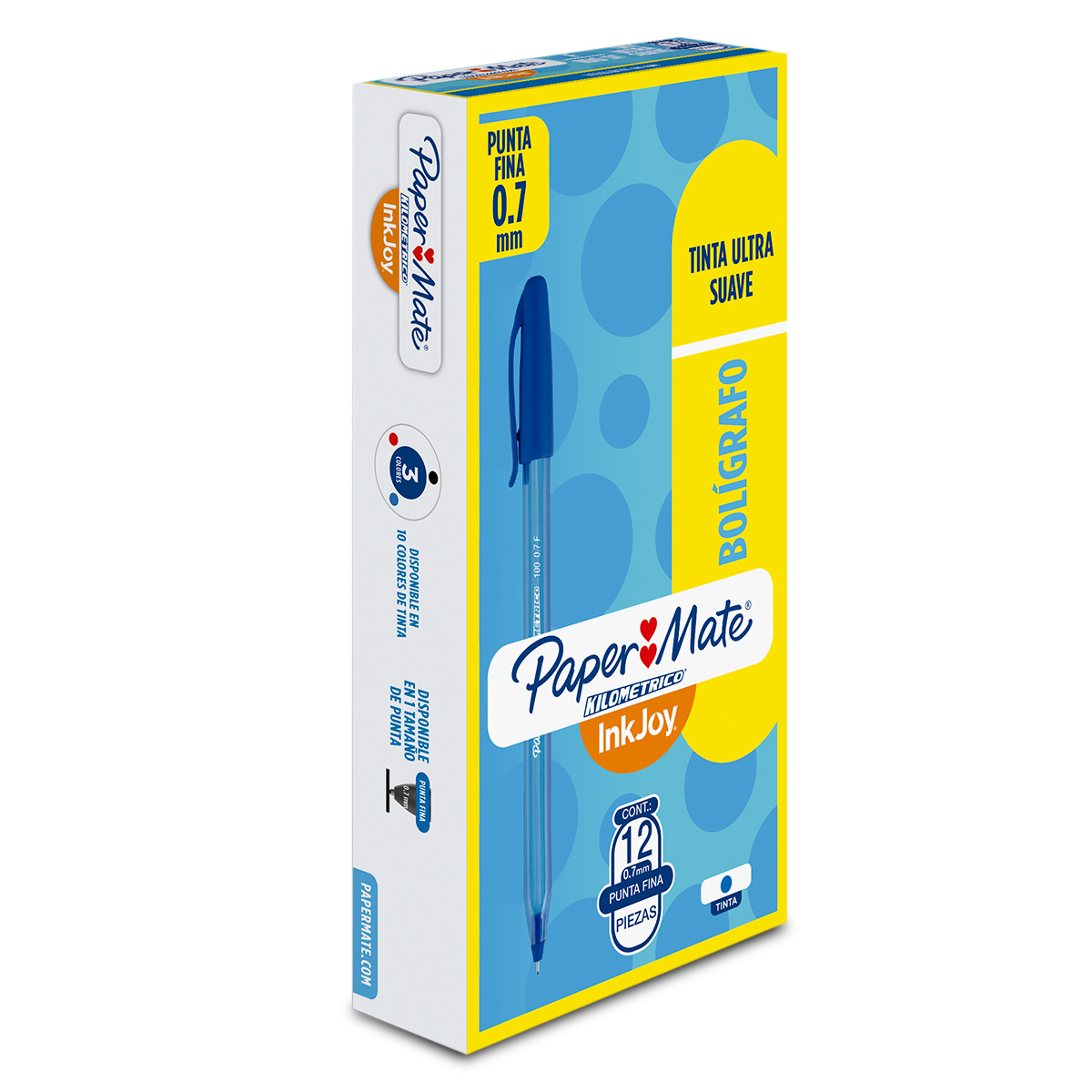 Paper Mate Kilometrico Boligrafo Tinta Azul Punto Fino Caja con 12 Boligrafos - Paper mate