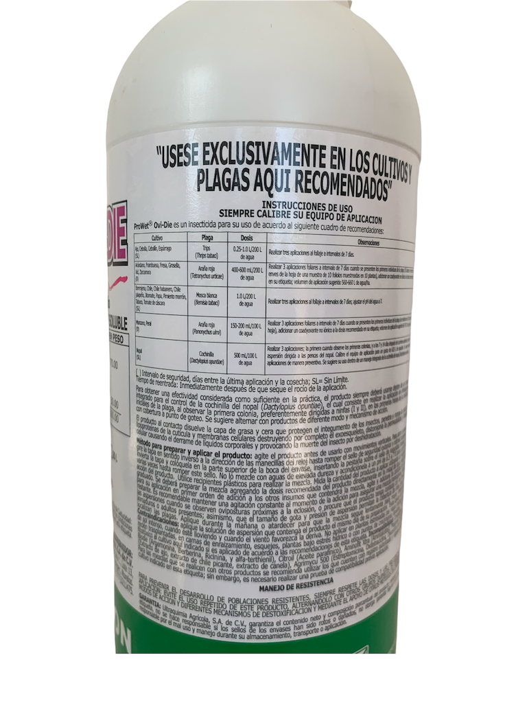 Insecticida Orgánico Concentrado para Plagas del Jardín PROWET OVIDIE 1 L