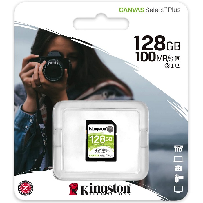 Memoria SD 128GB Kingston SDXC Clase 10 Canvas Select Plus SDS2/128GB.