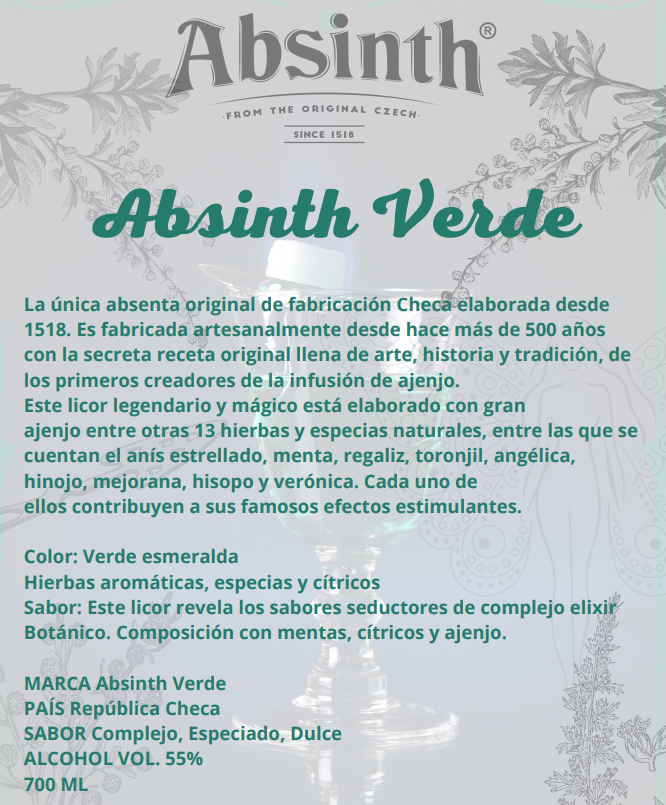 Licor Absinth De Hierbas Verde 700 ml