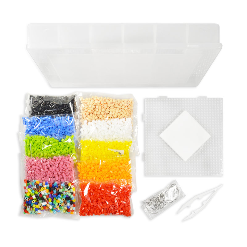 Kit Básico 5000 Beads MIDI 5mm, Tablero, Pinza, Papel y Llaveros - Pixel Art