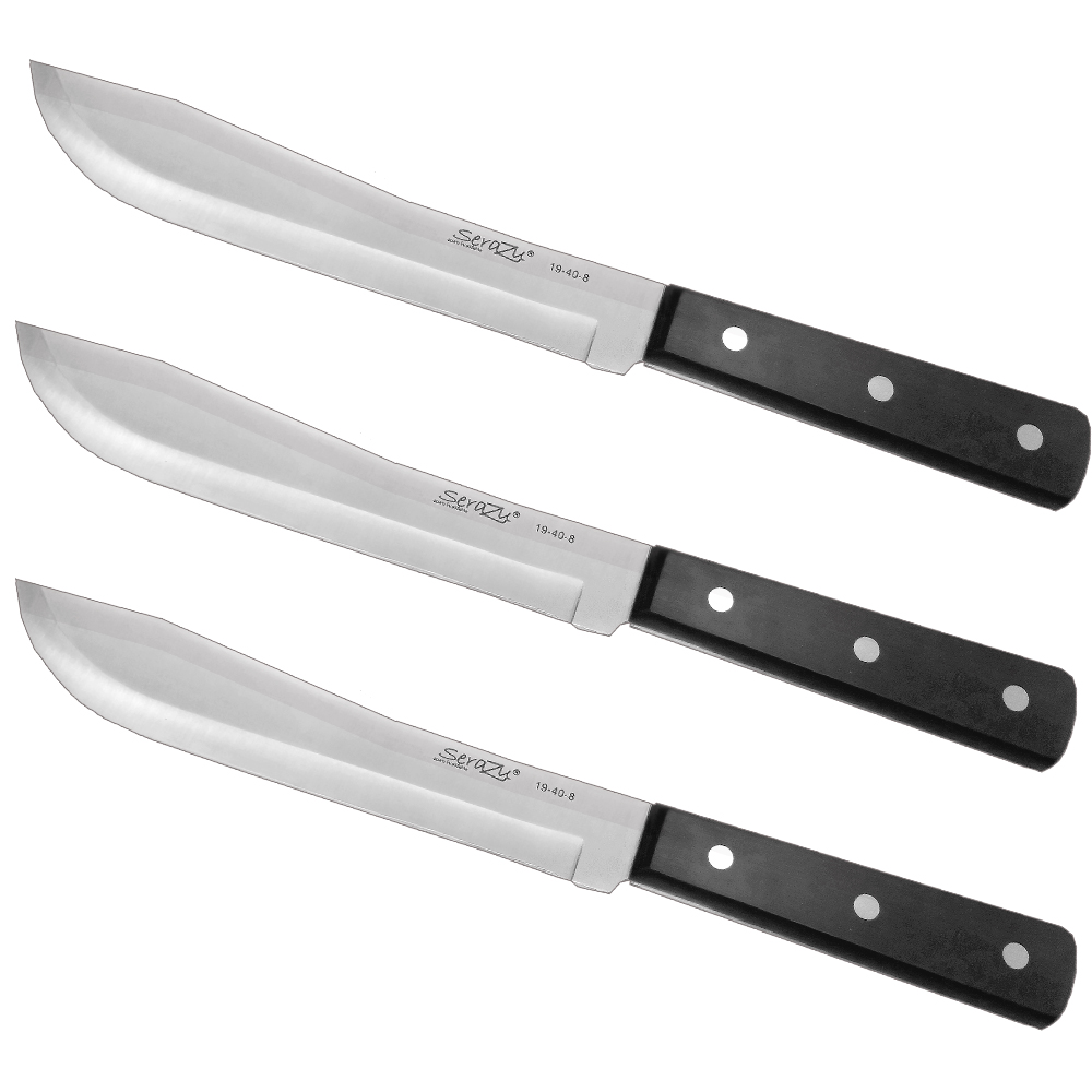 3 Cuchillos profesionales de 8 pulgadas de hoja. Color negro Serazu 19-40-8
