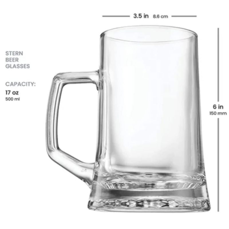 Bormioli 1522-1425 6 Vasos Vidrio Cerveza Tarro Cervecero Stern 500ml