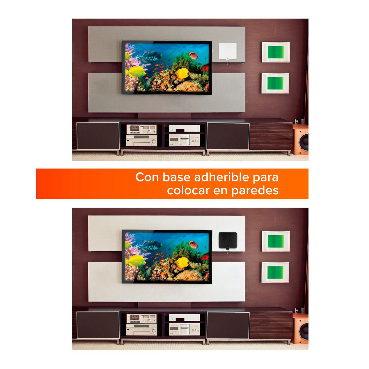 Antena uhf para interiores ultra delgada con boster de 25 db ant-9025 steren