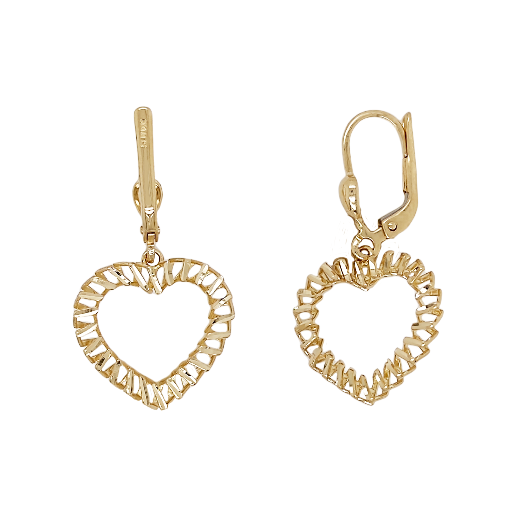 Aretes de Corazón para Dama en Oro Amarillo de 14 K Obsequio