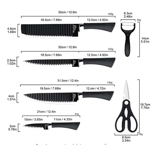 Set De Cuchillos De Cocina 6 Piezas Acero Inoxidable