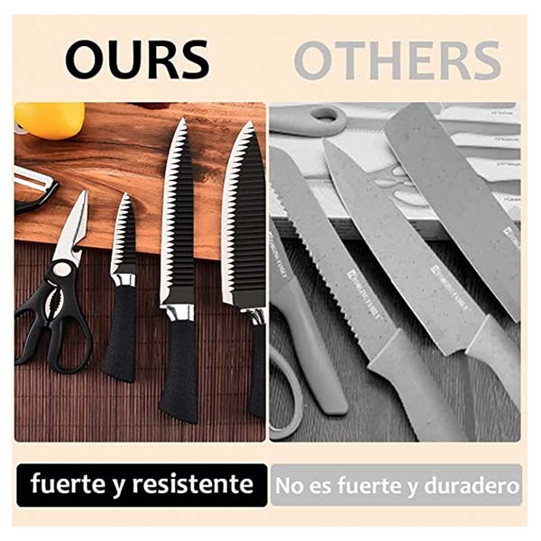 Set De Cuchillos De Cocina 6 Piezas Acero Inoxidable