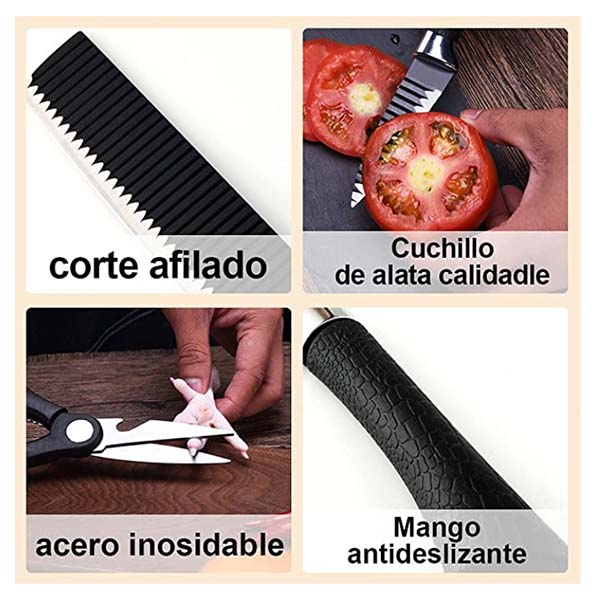 Set De Cuchillos De Cocina 6 Piezas Acero Inoxidable