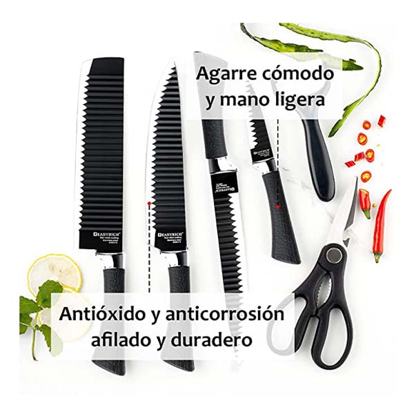 Set De Cuchillos De Cocina 6 Piezas Acero Inoxidable