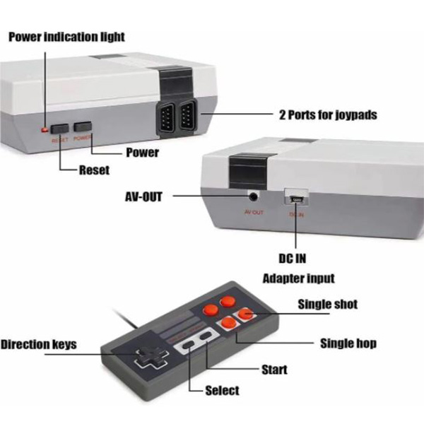 Mini Consola Retro 620 Juegos Clásicos 8 bits 2 Controles.