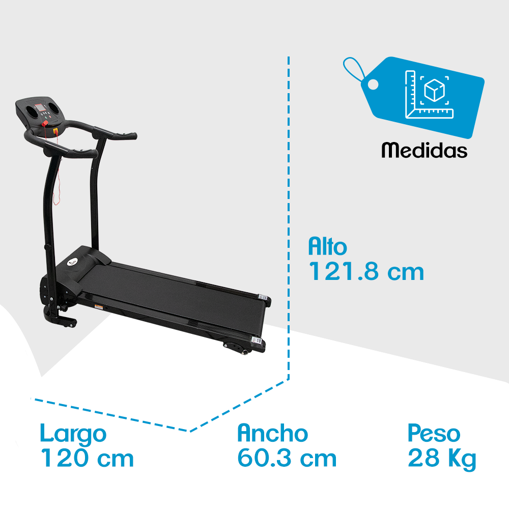 Caminadora Plegable Con Pantalla LCD y Lector de Pulso Cardiaco 12 km/hr Fácil de Instalar 