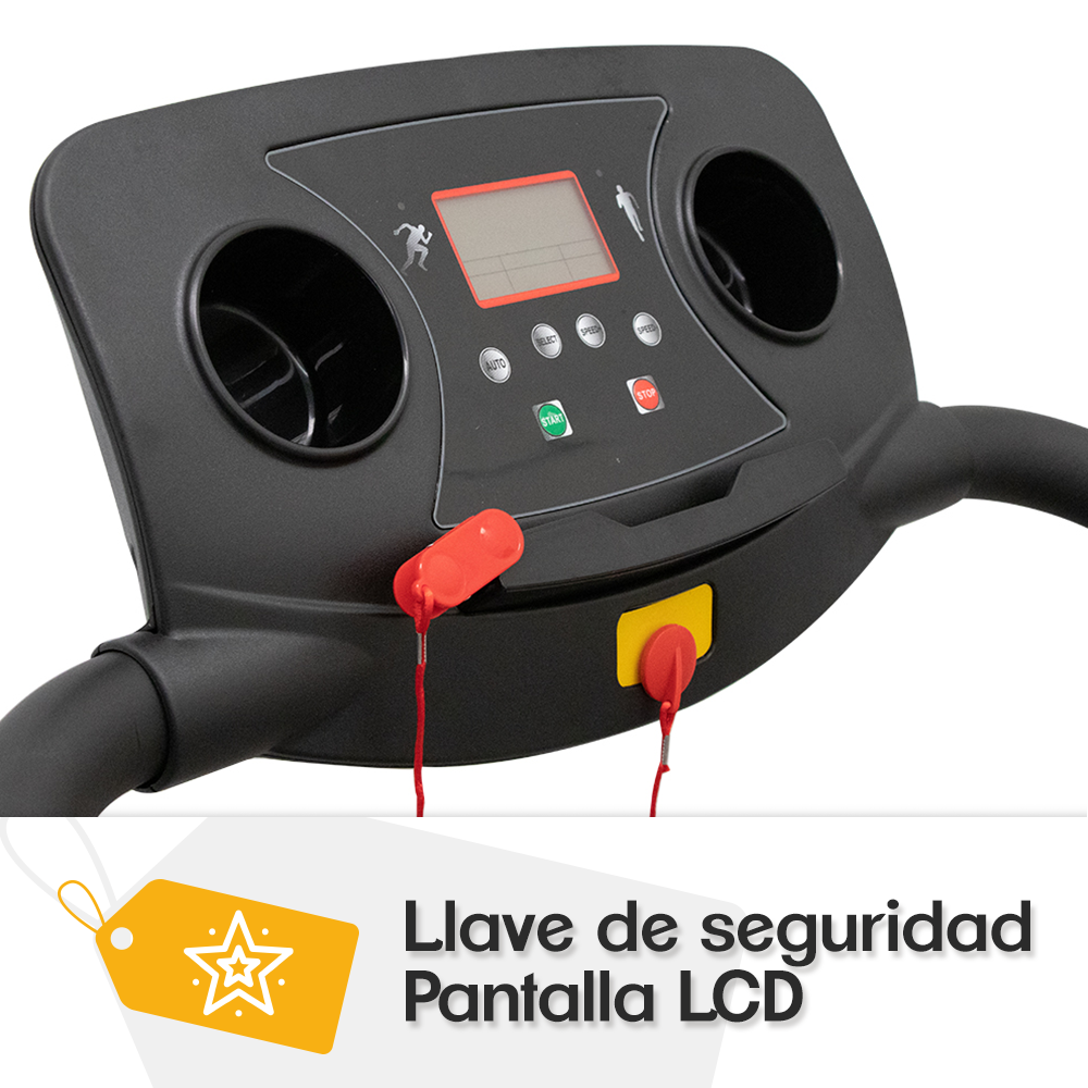 Caminadora Plegable Con Pantalla LCD y Lector de Pulso Cardiaco 12 km/hr Fácil de Instalar 