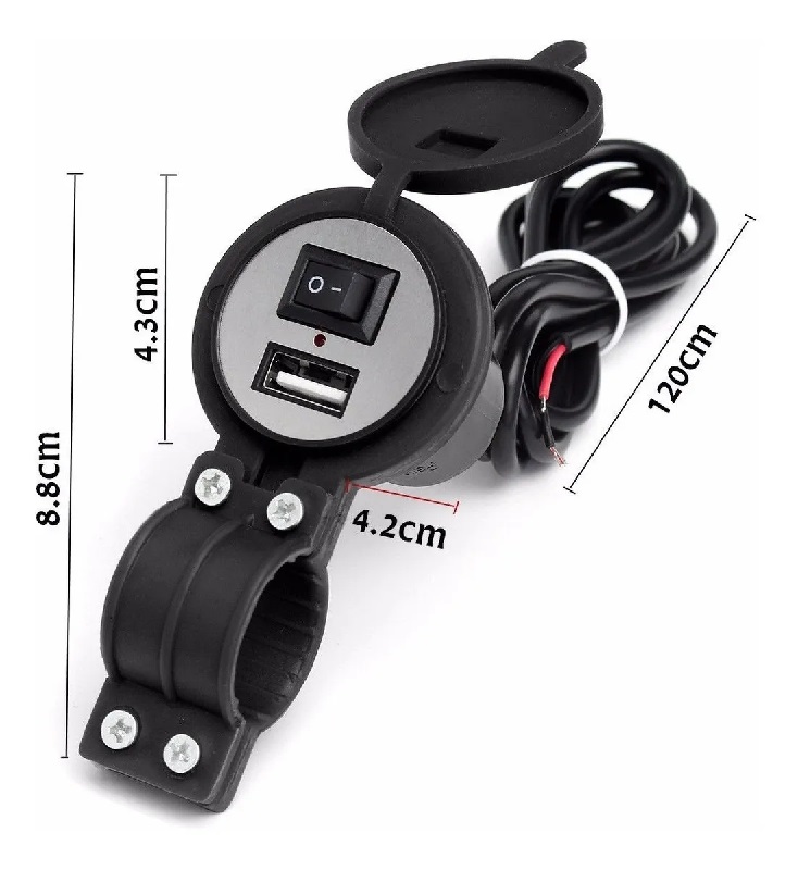 cargador usb turbo  para motocicleta 2.1 mah