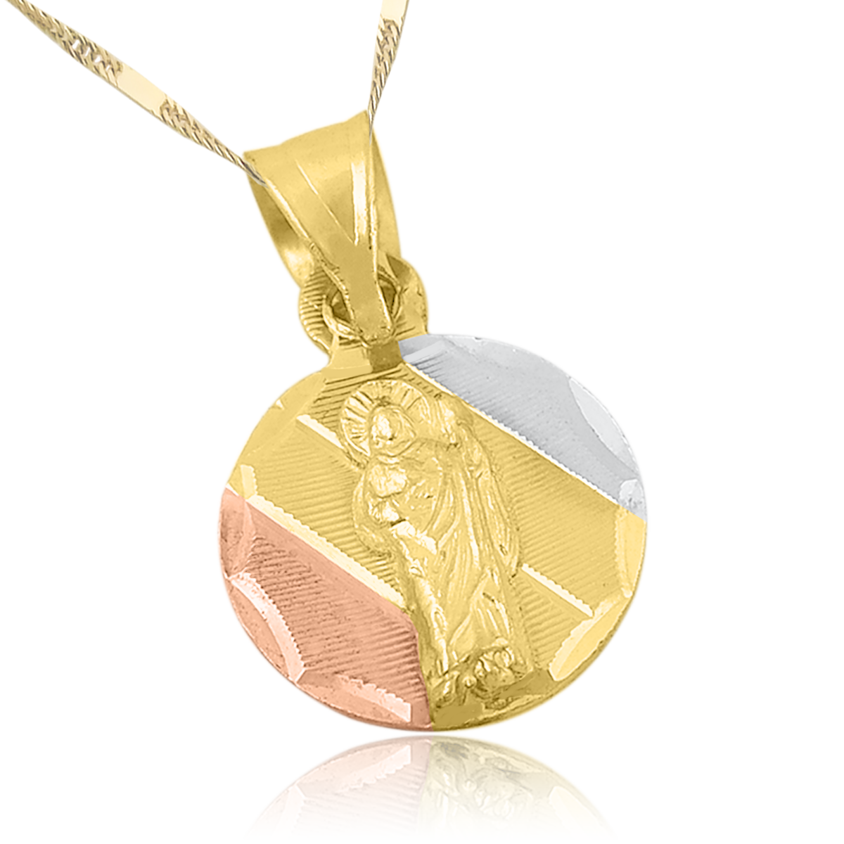 Medalla (Sin Cadena) Oro 18k Laminado #178 Forma Circular San Judas Tadeo Estilo Florentino Alto 1.6 cm Diámetro 1.1 cm