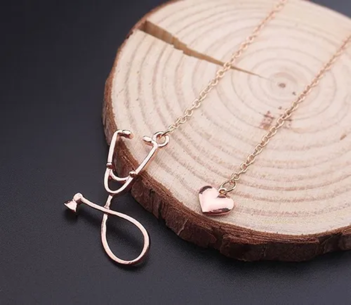 Collar Estetoscopio Médico Doctor Enfermera Acero Inoxidable Rosa Gold