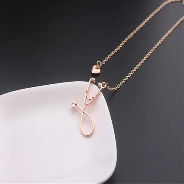 Collar Estetoscopio Médico Doctor Enfermera Acero Inoxidable Rosa Gold