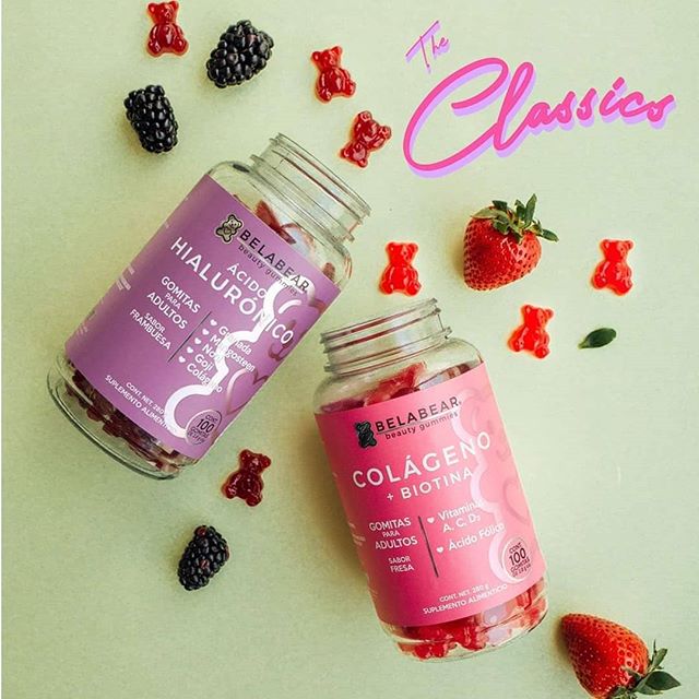 Belabear Acido Hialuronico y Colageno + Biotina Sabor Frasa y Frambuesa 200 Gomitas