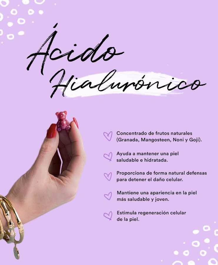 Belabear Acido Hialuronico y Colageno + Biotina Sabor Frasa y Frambuesa 200 Gomitas