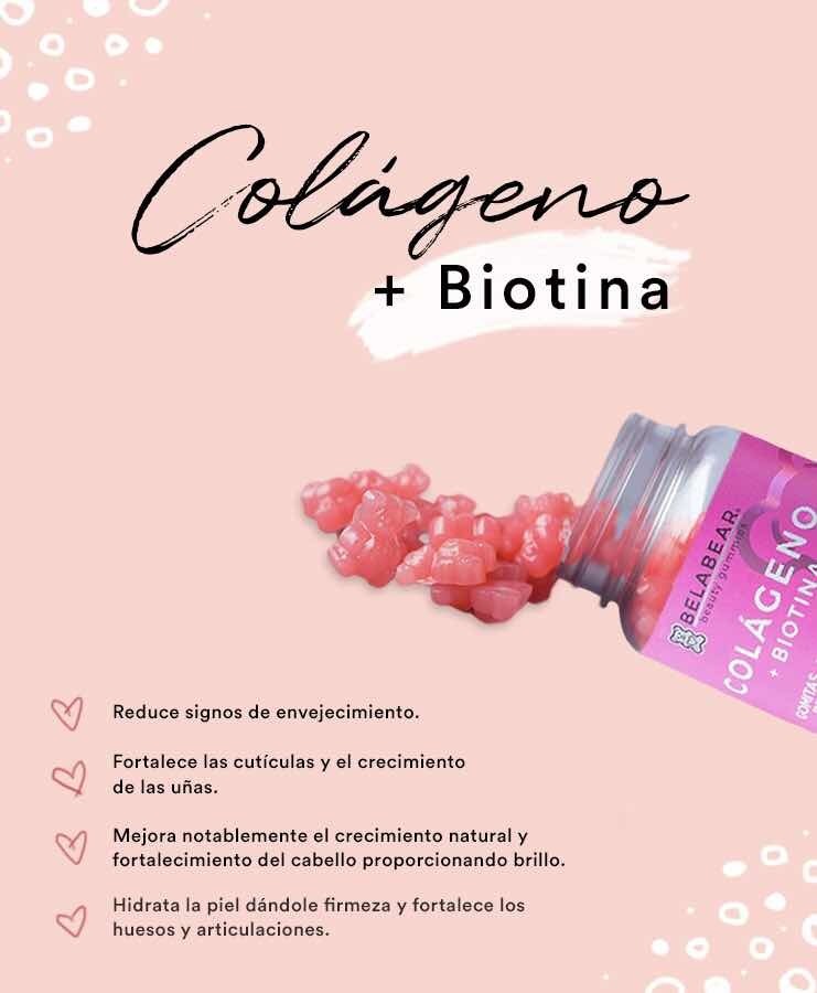 Belabear Acido Hialuronico y Colageno + Biotina Sabor Frasa y Frambuesa 200 Gomitas