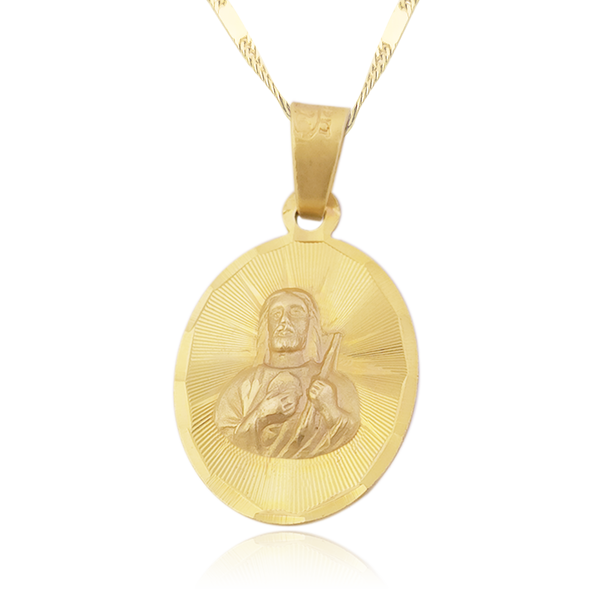 Medalla (Sin Cadena) Oro 18k Laminado #202 Forma Circular Sagrado Corazón de Jesús Alto 2.4 cm Diámetro 1.8 cm 