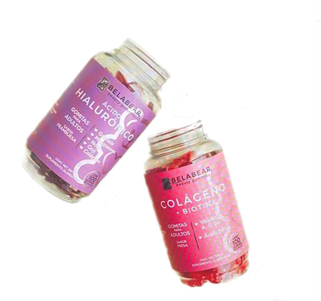 Belabear Acido Hialuronico y Colageno + Biotina Sabor Frasa y Frambuesa 200 Gomitas