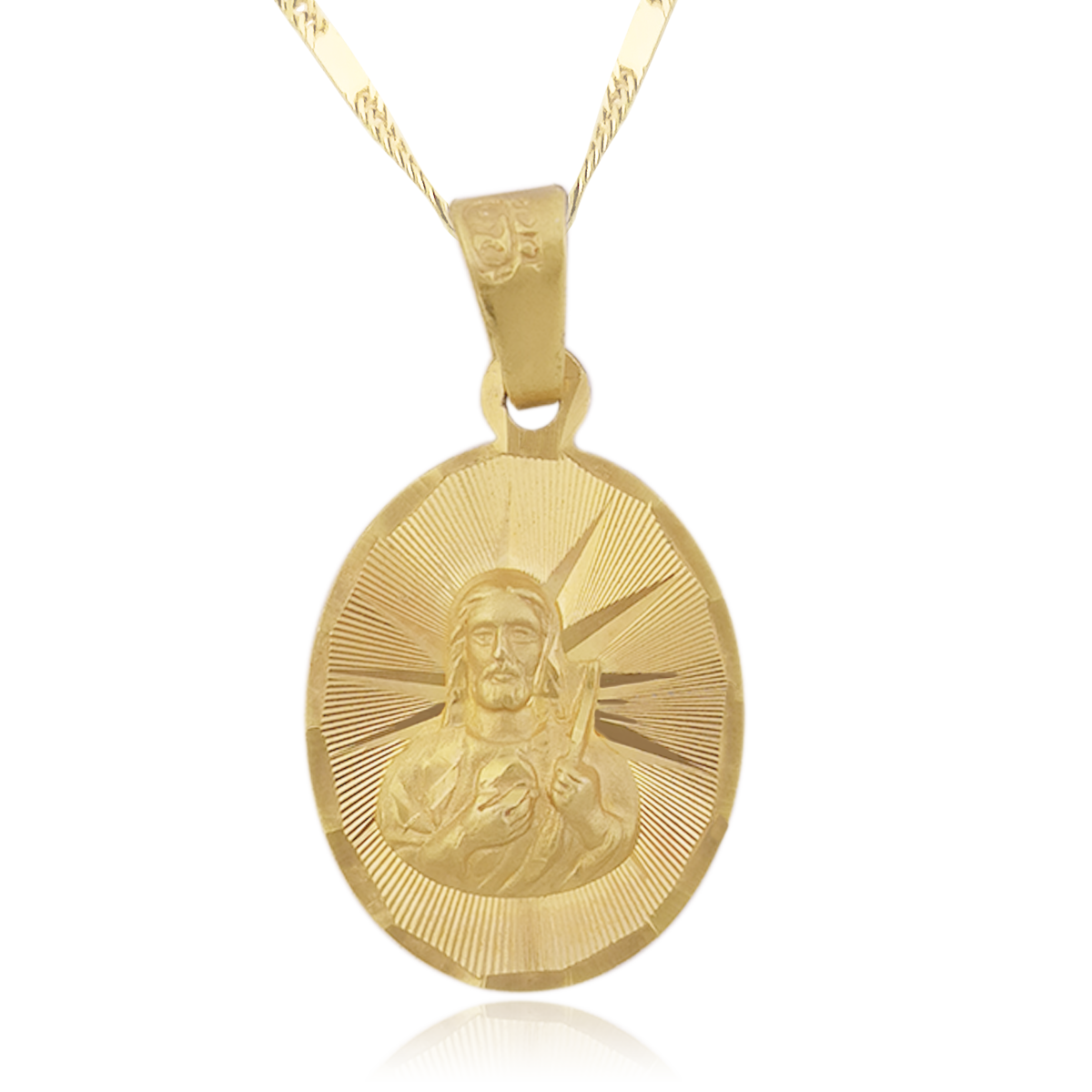 Medalla (Sin Cadena) Oro 18k Laminado #211 Forma Oval Sagrado Corazón de Jesús Alto 2.4 cm Diámetro 1.2 cm