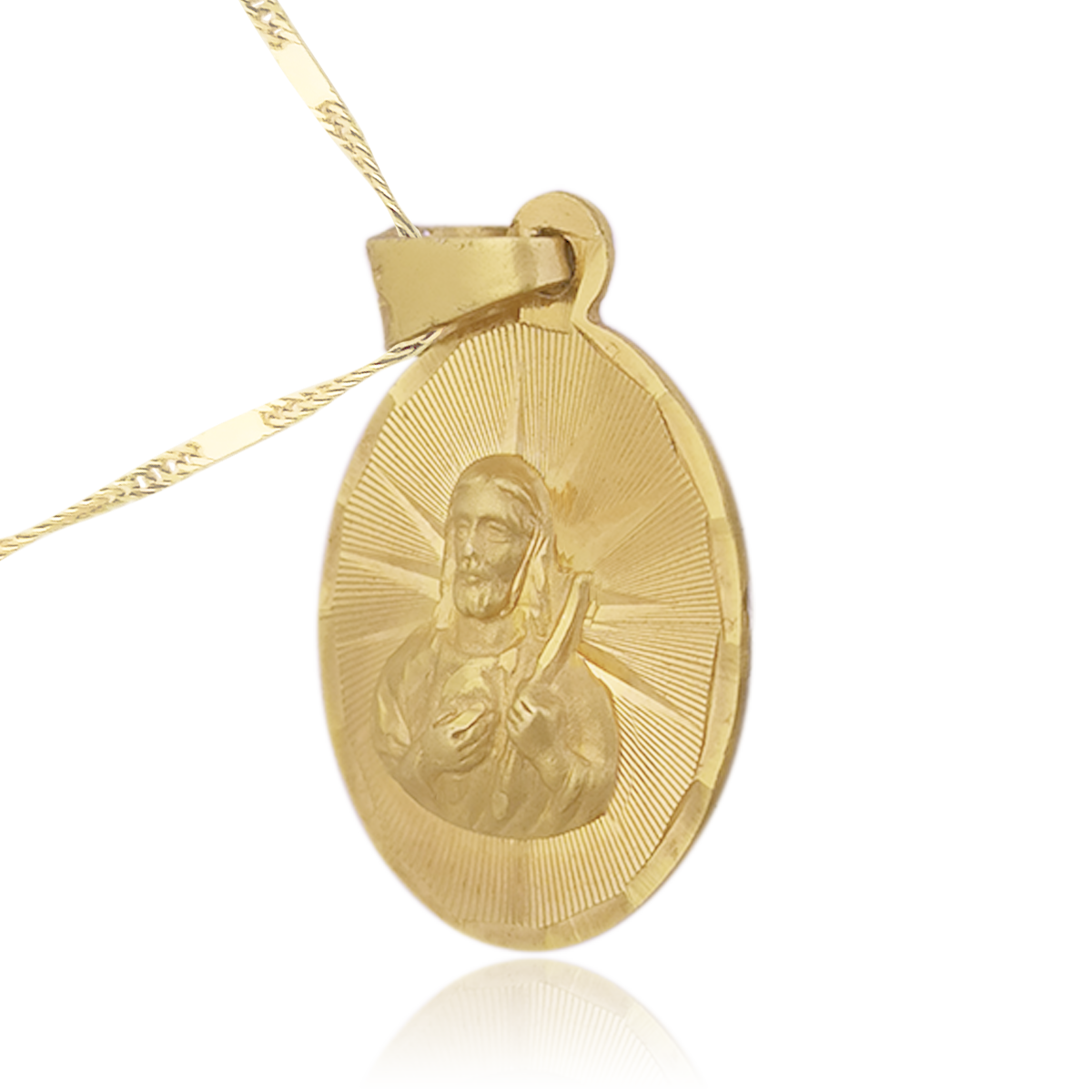 Medalla (Sin Cadena) Oro 18k Laminado #211 Forma Oval Sagrado Corazón de Jesús Alto 2.4 cm Diámetro 1.2 cm