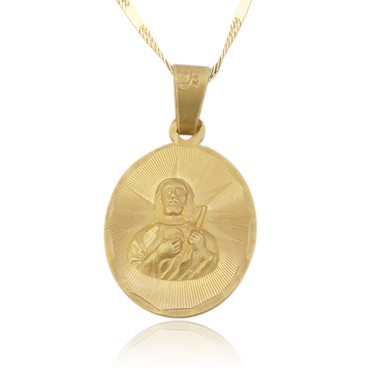 Medalla (Sin Cadena) Oro 18k Laminado #211 Forma Oval Sagrado Corazón de Jesús Alto 2.4 cm Diámetro 1.2 cm