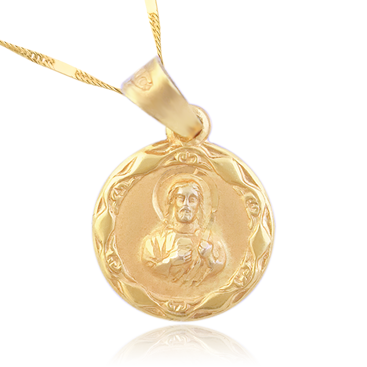 Medalla (Sin Cadena) Oro 18k Laminado #236 Forma Circular San Judas Tadeo Detalles alrededor Alto 1.8 cm Diámetro 1.2 cm 