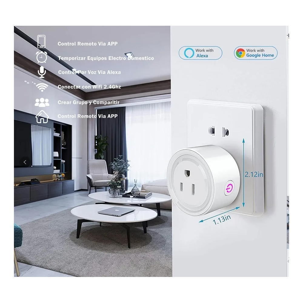 Enchufe Inteligente Con Wifi Para Alexa Google Home 2 Uds.