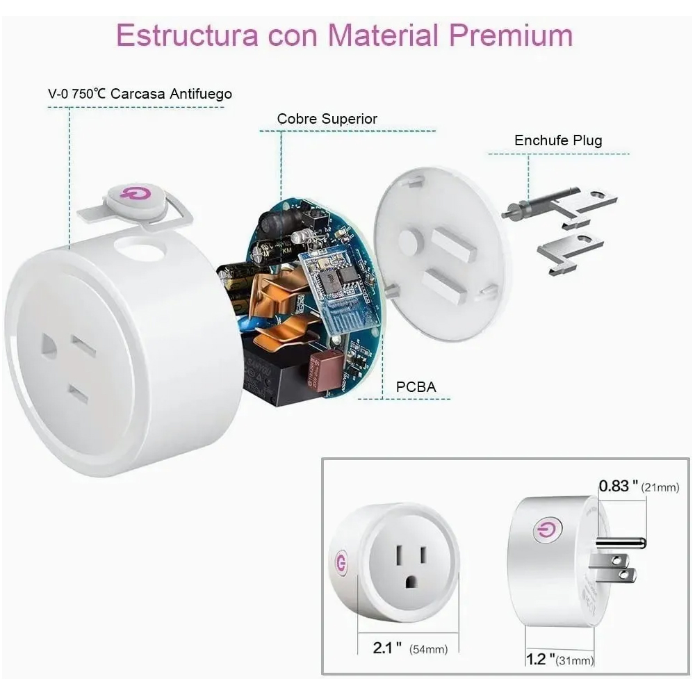Enchufe Inteligente Con Wifi Para Alexa Google Home 2 Uds.