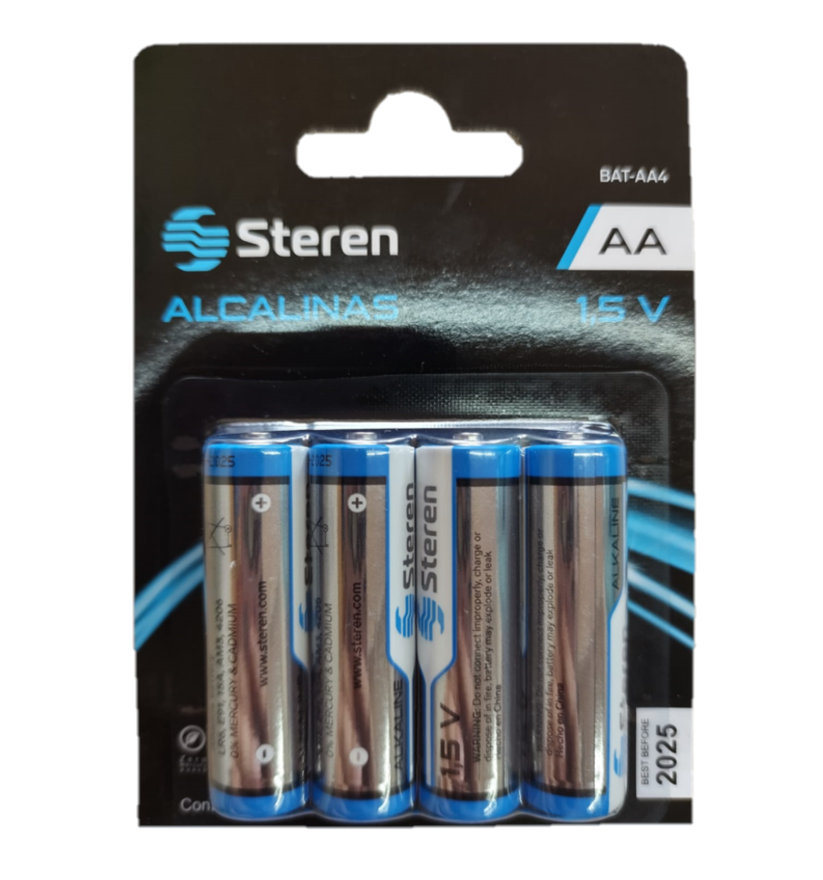 Paquete De Pila Batería Alcalina Aa Steren 4 Piezas Bat-aa4