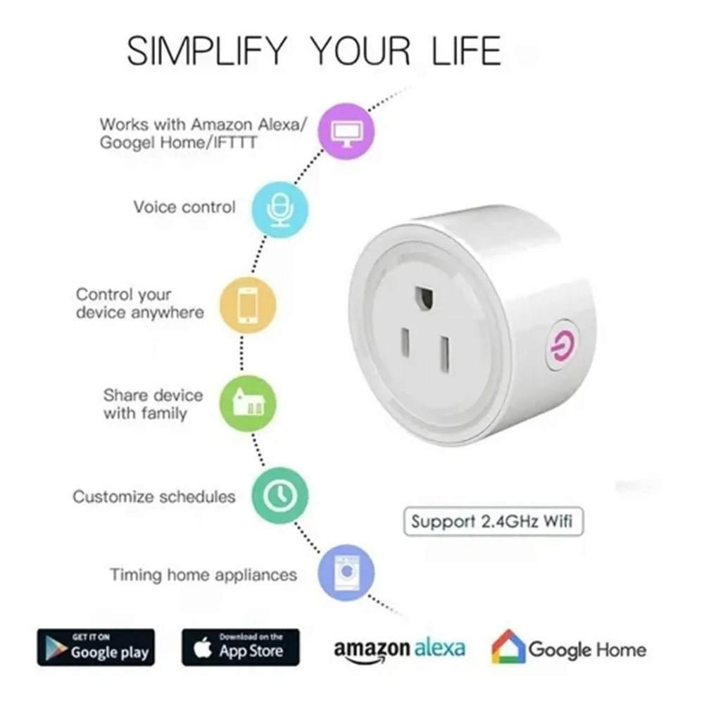 Enchufe Inteligente Wifi Smart Plug Con App Alexa google