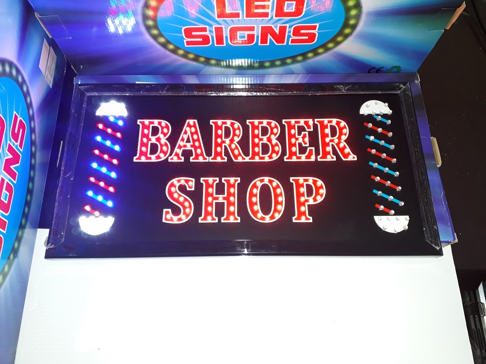 Letrero Led Luminoso BARBER SHOP Anuncio Para Negocio 2 CARAMELOS