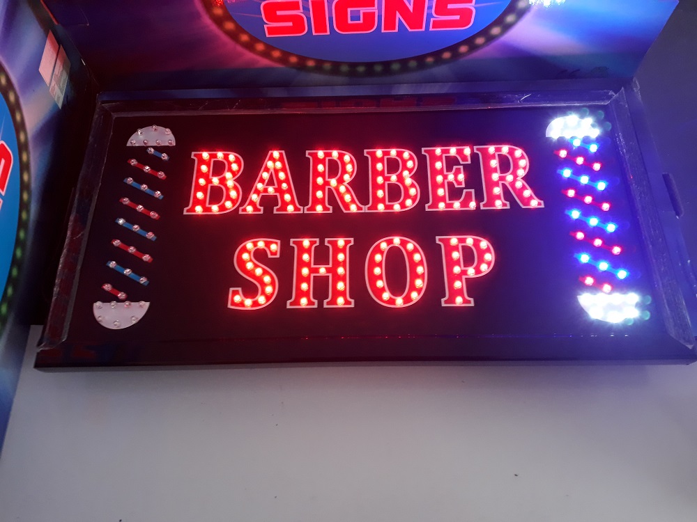 Letrero Led Luminoso BARBER SHOP Anuncio Para Negocio 2 CARAMELOS