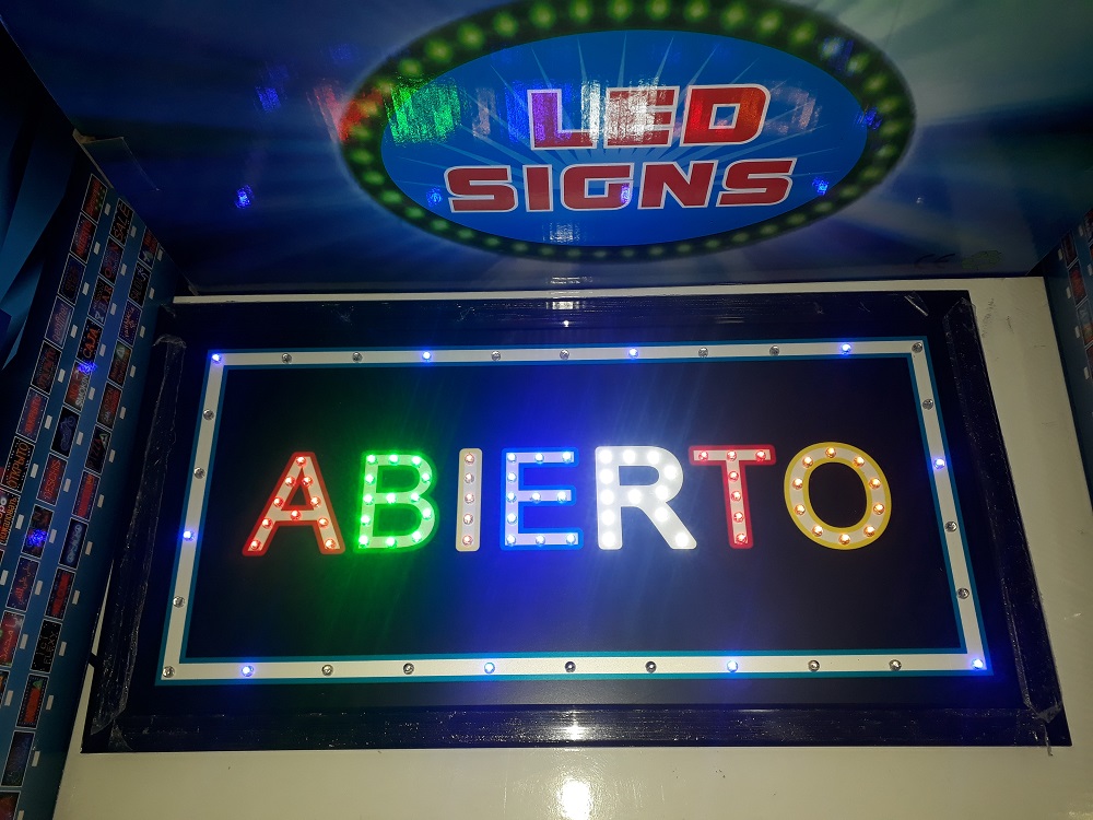 Letrero Led Abierto Colores Luminoso Anuncio Para Negocio