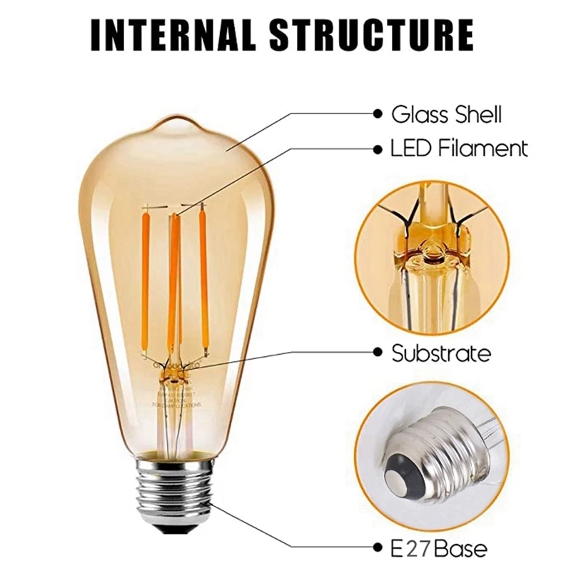Foco Led Vintage 6w Filamento Modelo St64 retro cálido